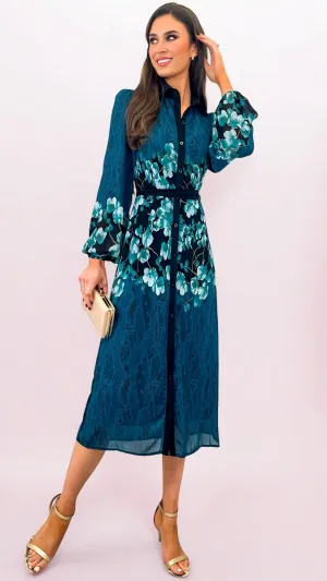5-A1964 Kaiya Teal Placket Shirt Dress