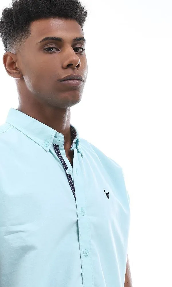 57233 Mint Short Sleeves Basic Buttoned Shirt