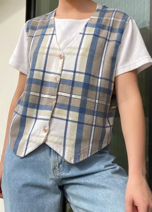 80's Layered Plaid Vest Tee (M-L)