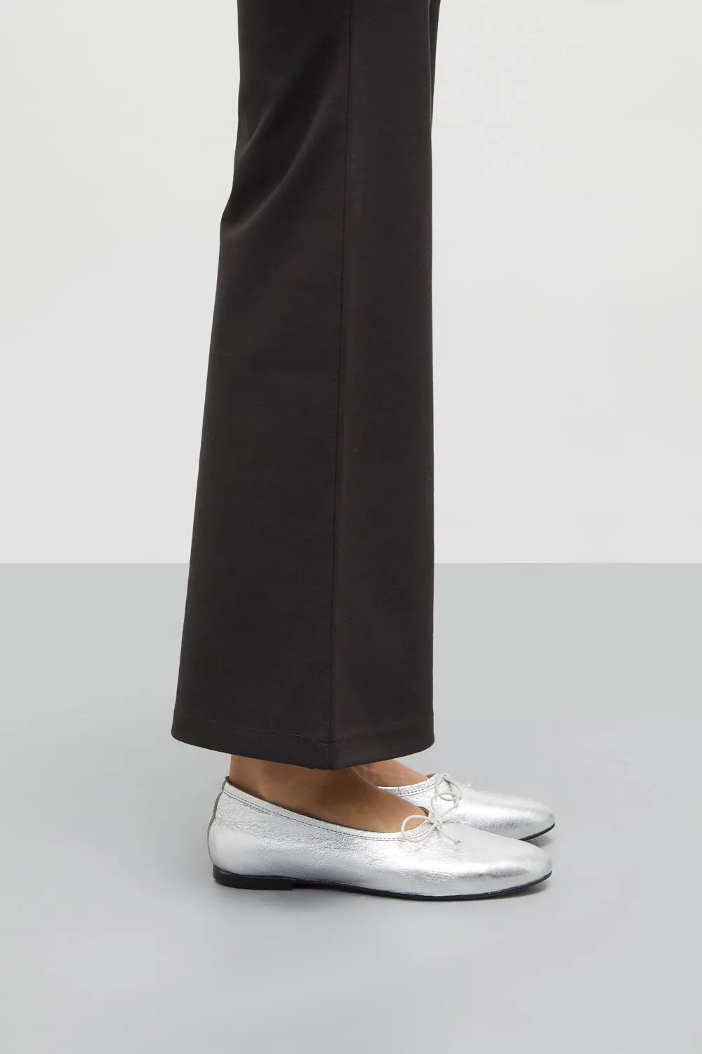Ava Ballet Flats in Silver Leather