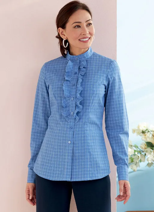 B6747 Misses' Button-Down Collared Shirts (Size: 6-8-10-12)