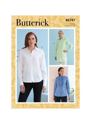 B6747 Misses' Button-Down Collared Shirts (Size: 6-8-10-12)