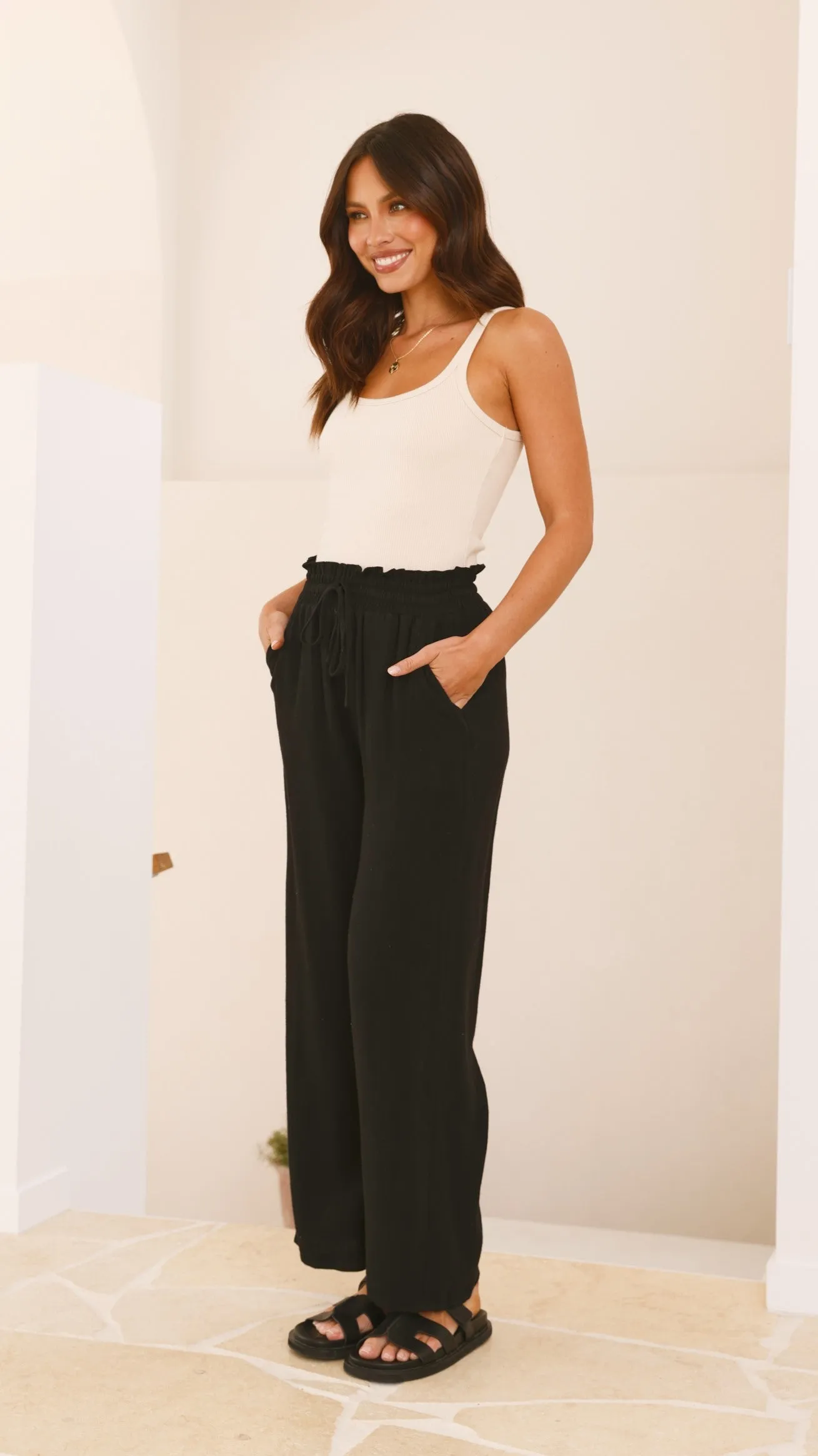Basic Cotton Ribbed Tank - Beige