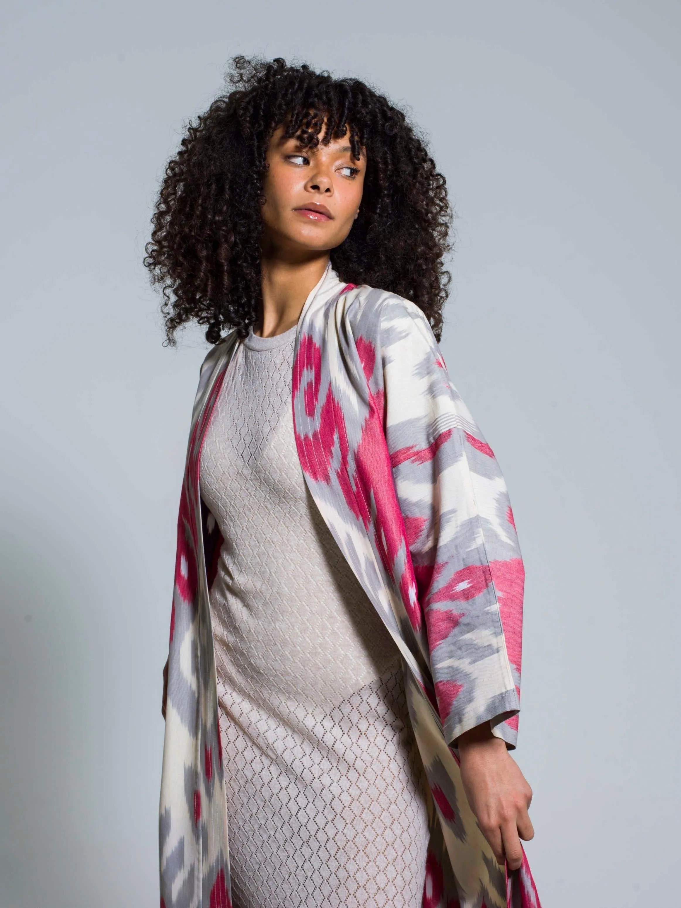 Belted 100% Cotton Maxi Kimono "Blooming Orchid"