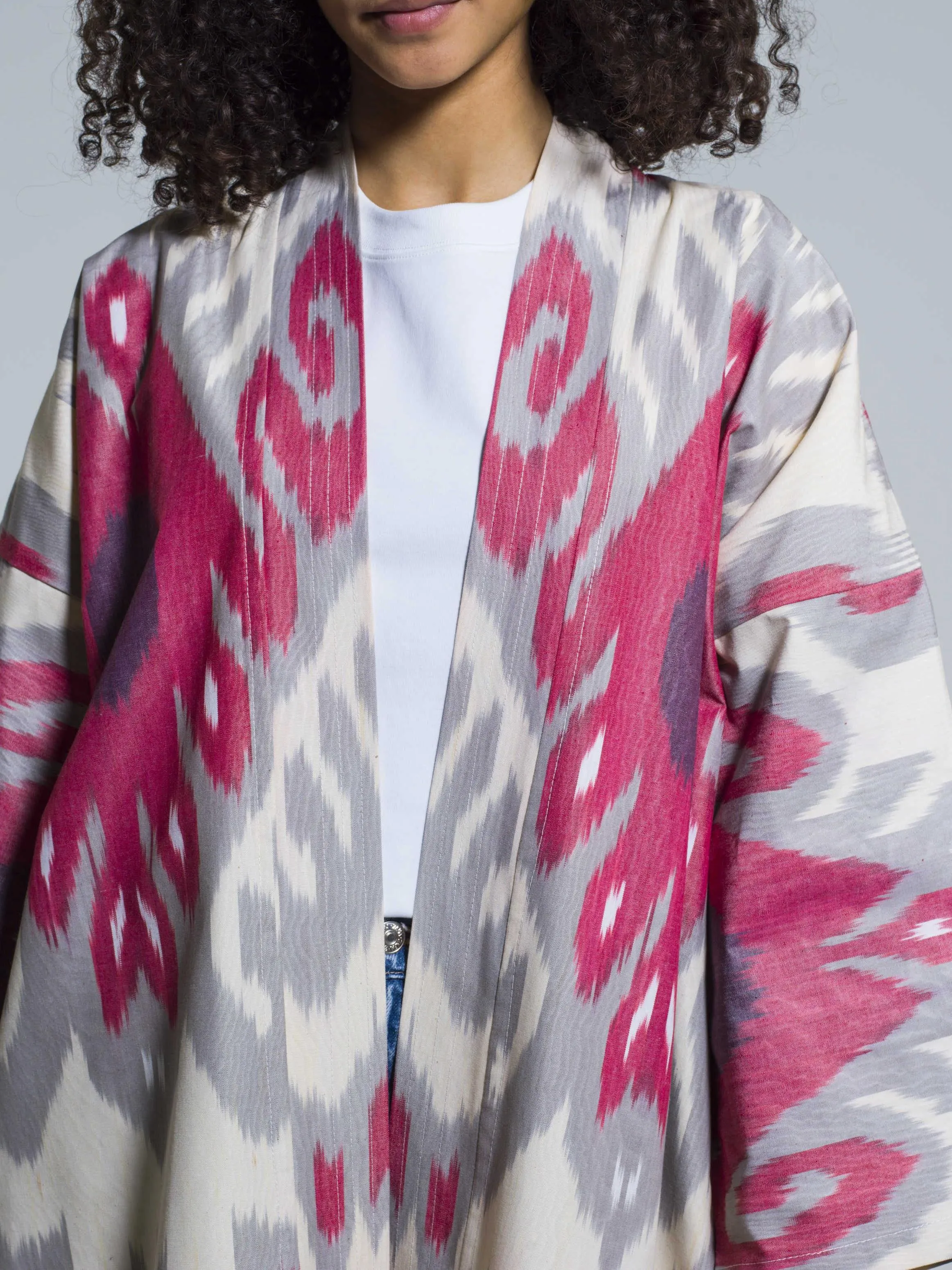 Belted 100% Cotton Maxi Kimono "Blooming Orchid"