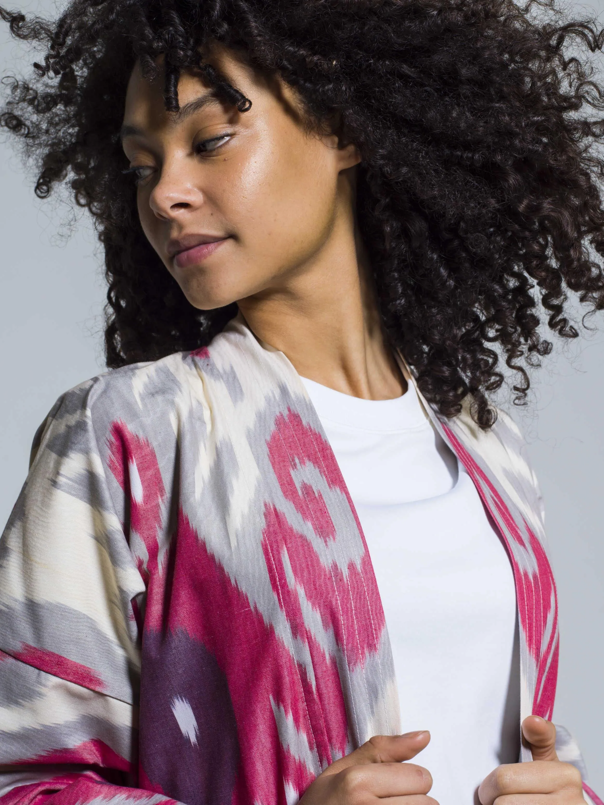 Belted 100% Cotton Maxi Kimono "Blooming Orchid"