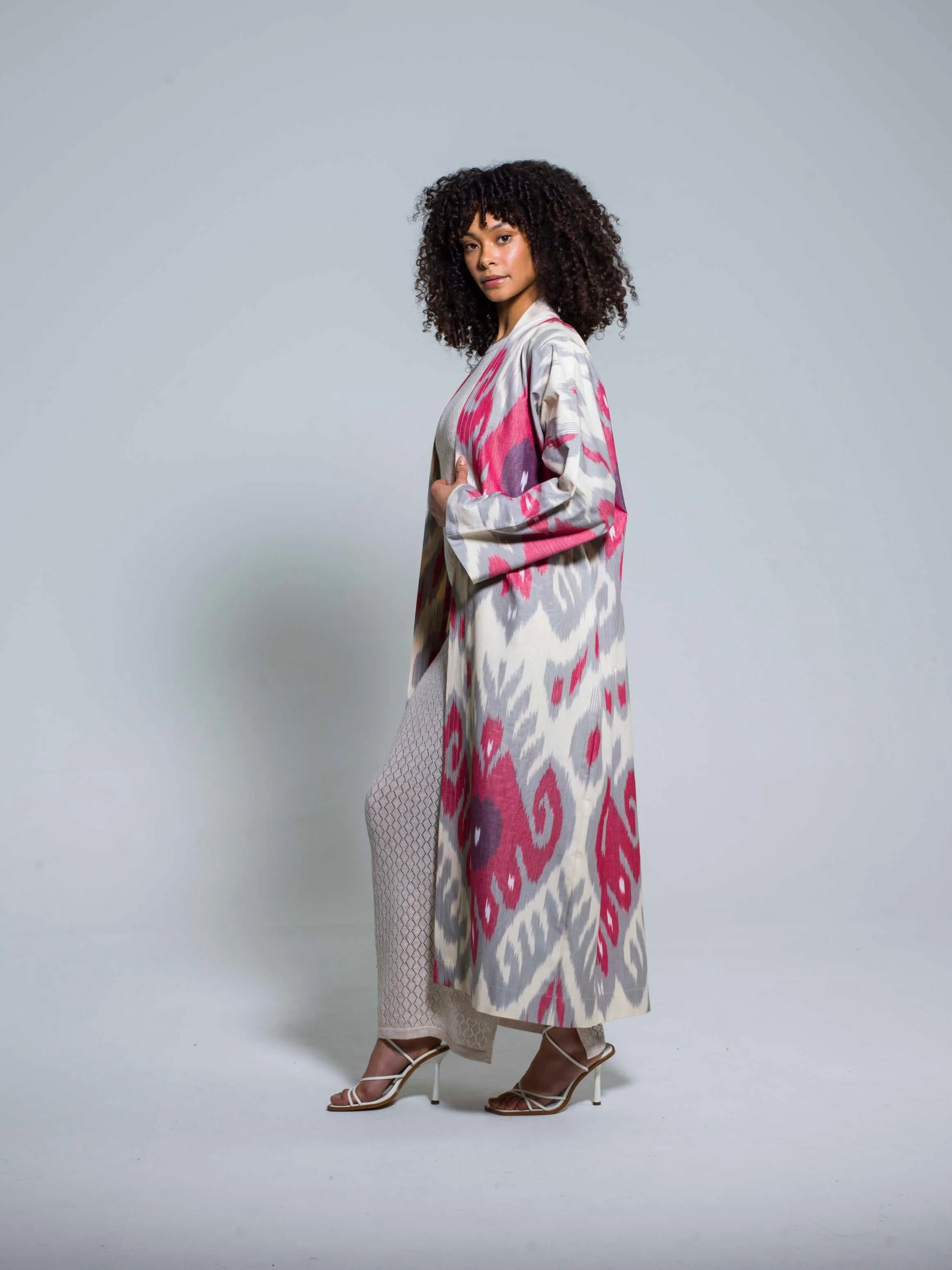 Belted 100% Cotton Maxi Kimono "Blooming Orchid"