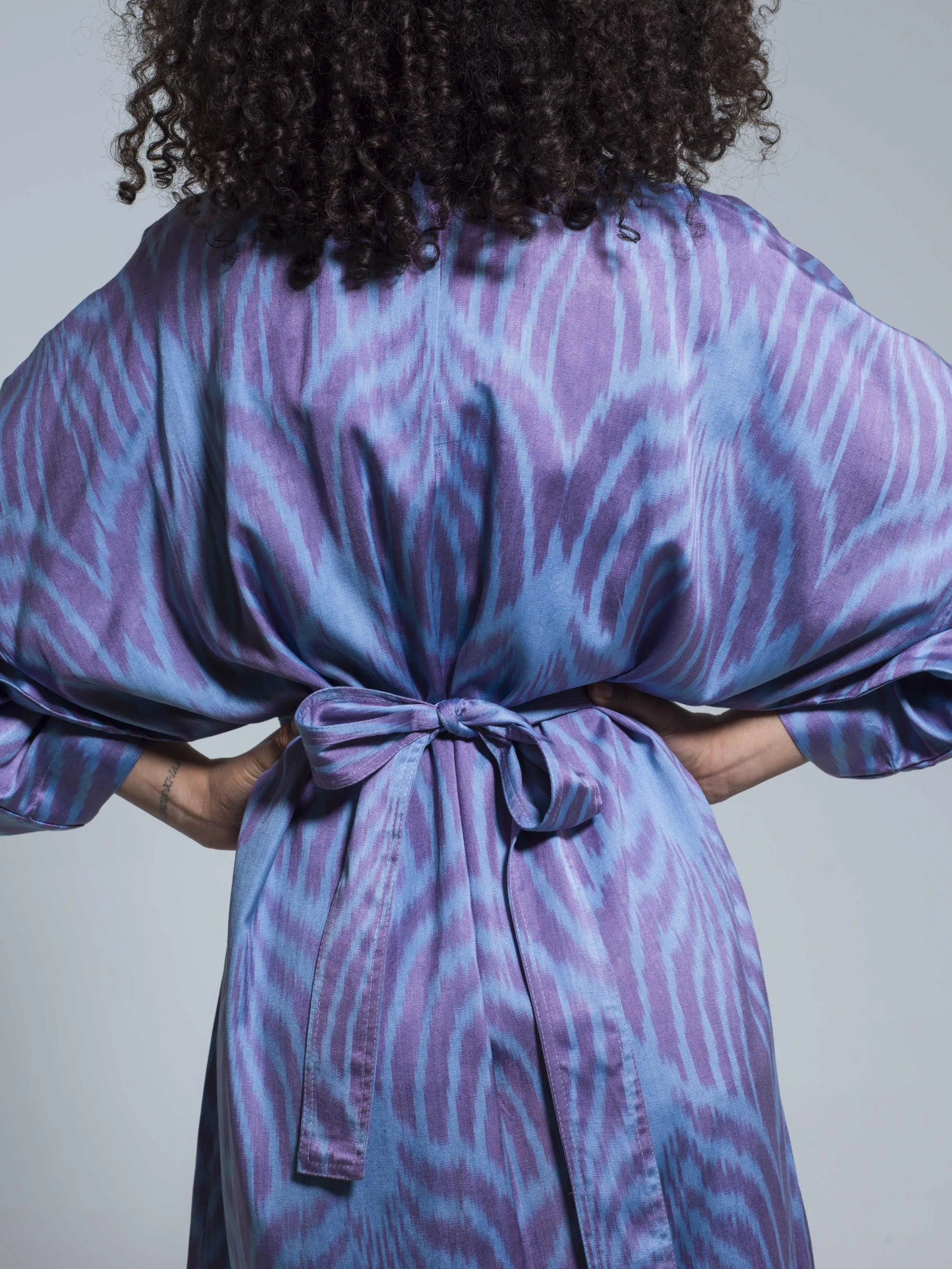 Belted 85% Silk Maxi Kimono "Celestial Dream"