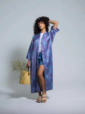 Belted 85% Silk Maxi Kimono "Celestial Dream"