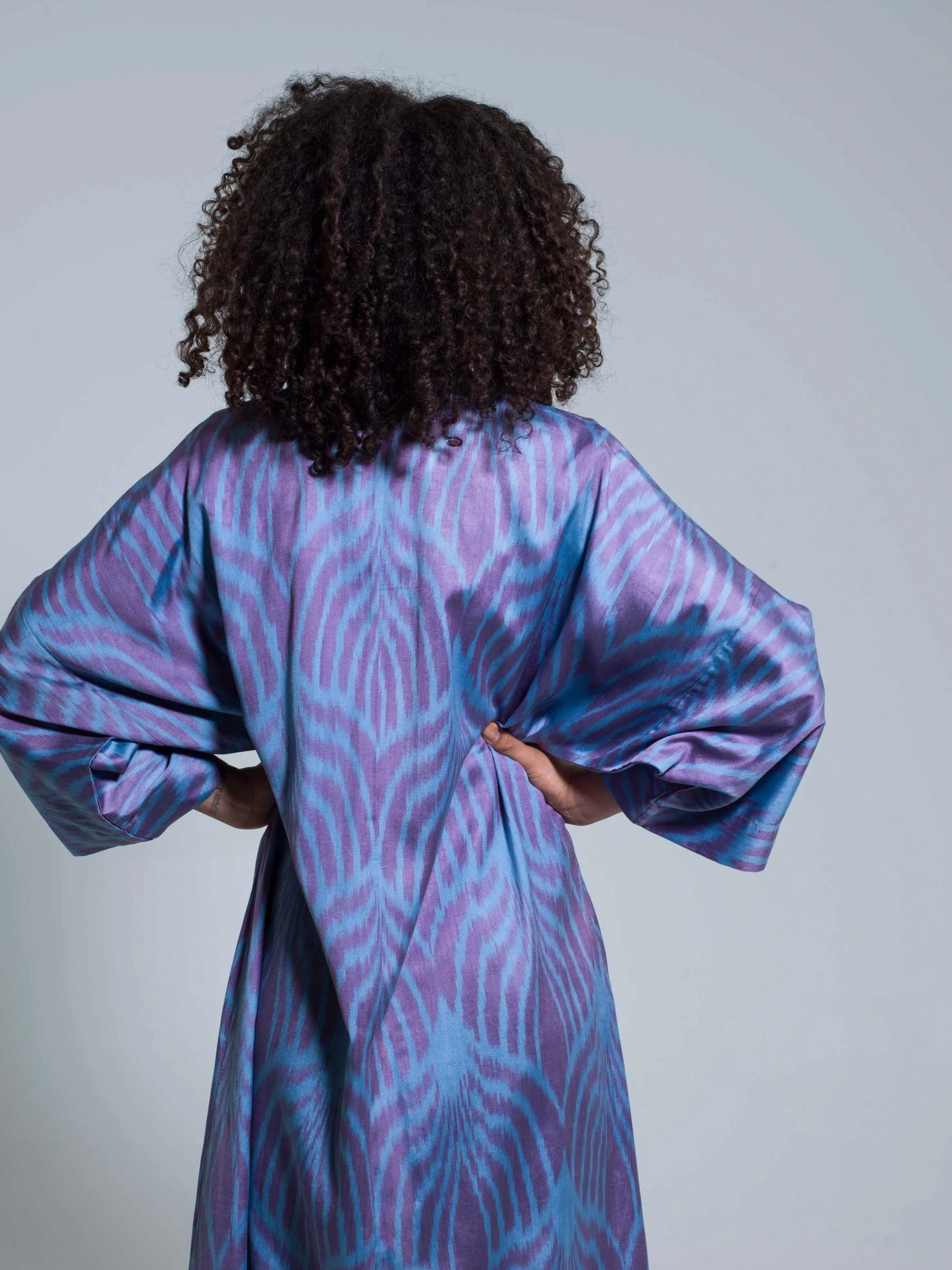 Belted 85% Silk Maxi Kimono "Celestial Dream"