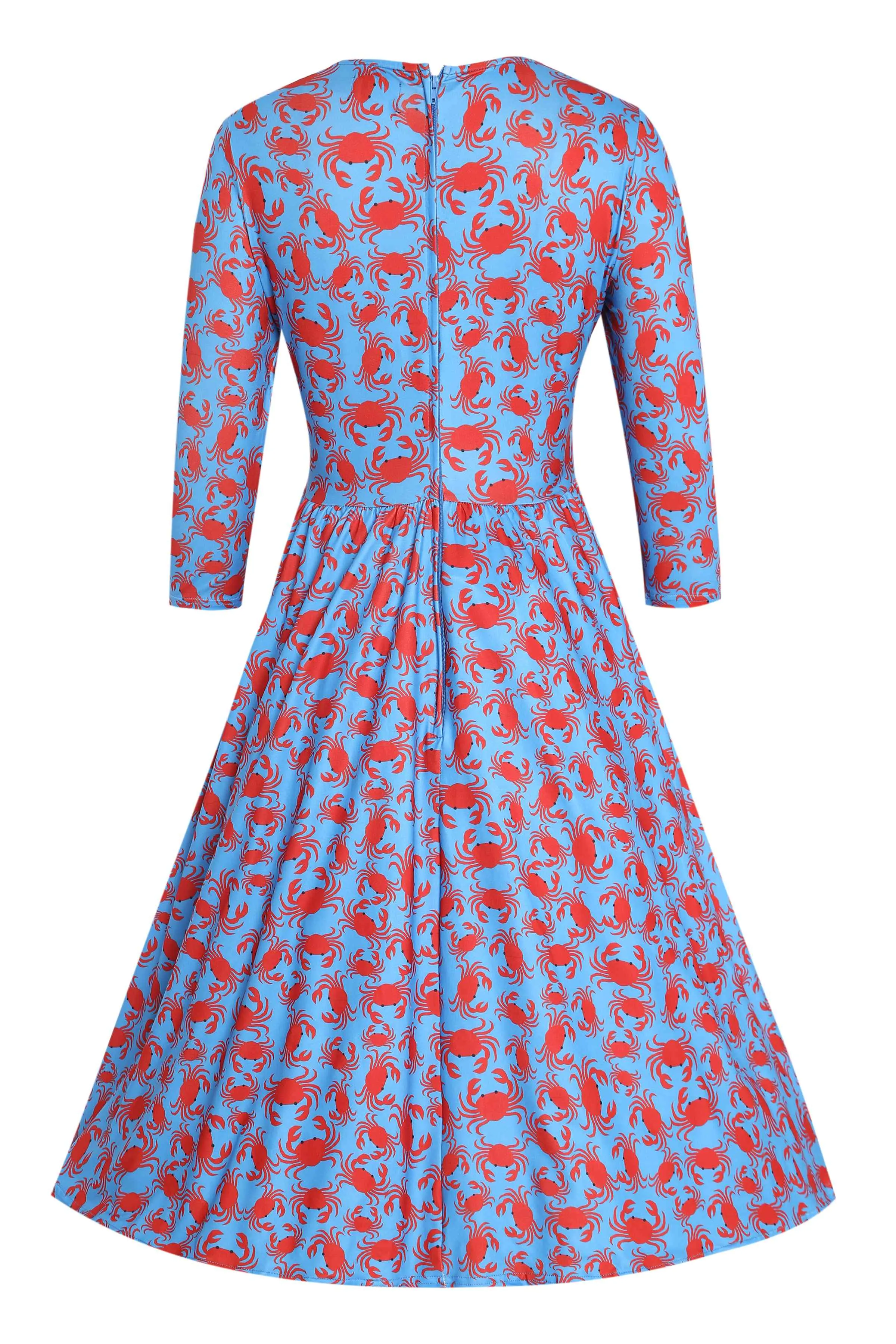 Billie Blue Crab Print Sleeved Dress