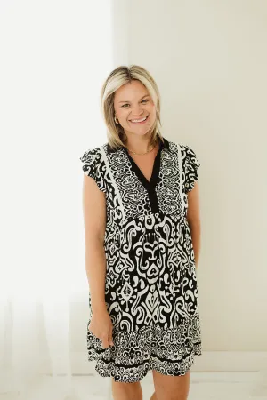 Border Print Mini Dress
