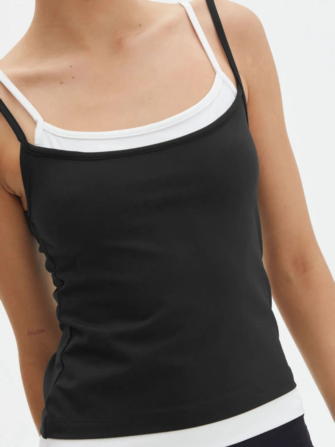 Brook Faux Layered Square Neck Cropped Cami