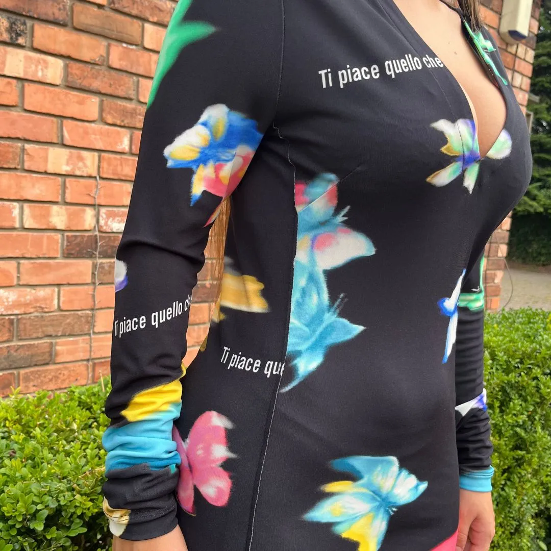 Butterfly Print Viscose Dress K1A04598240