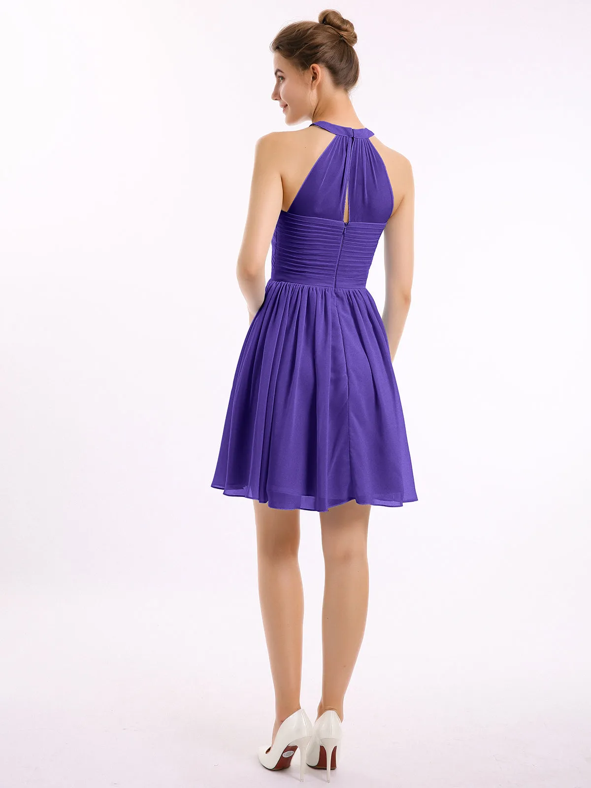 Chiffon Halter Short Bridesmaid Dresses Regency