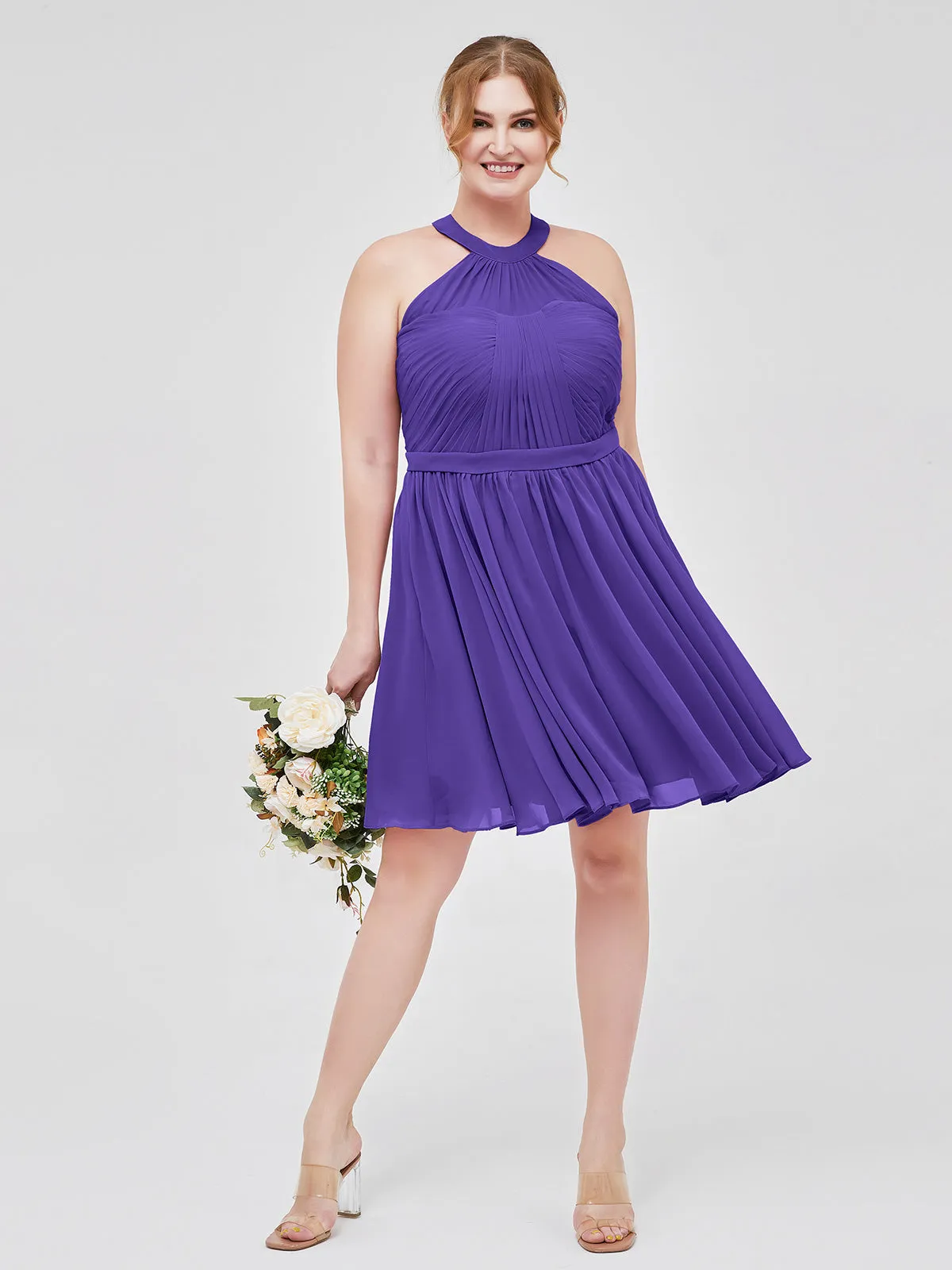 Chiffon Halter Short Bridesmaid Dresses Regency