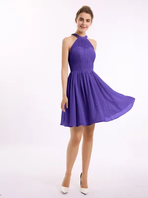 Chiffon Halter Short Bridesmaid Dresses Regency
