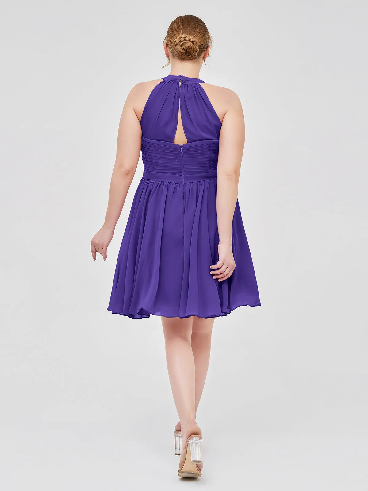 Chiffon Halter Short Bridesmaid Dresses Regency