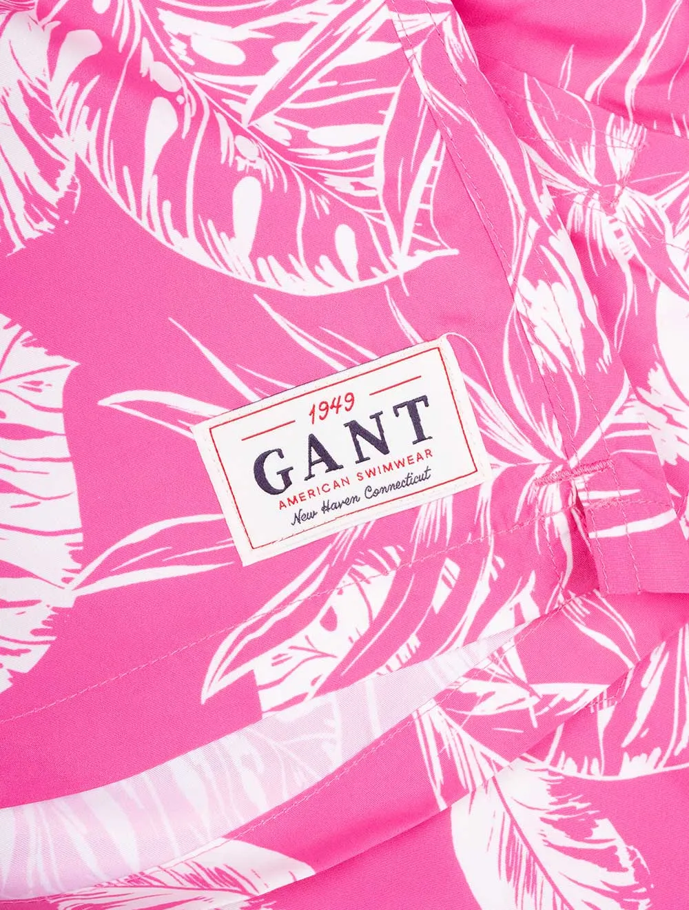 Classic Fit Tropical Leaves Print Shorts Perky Pink