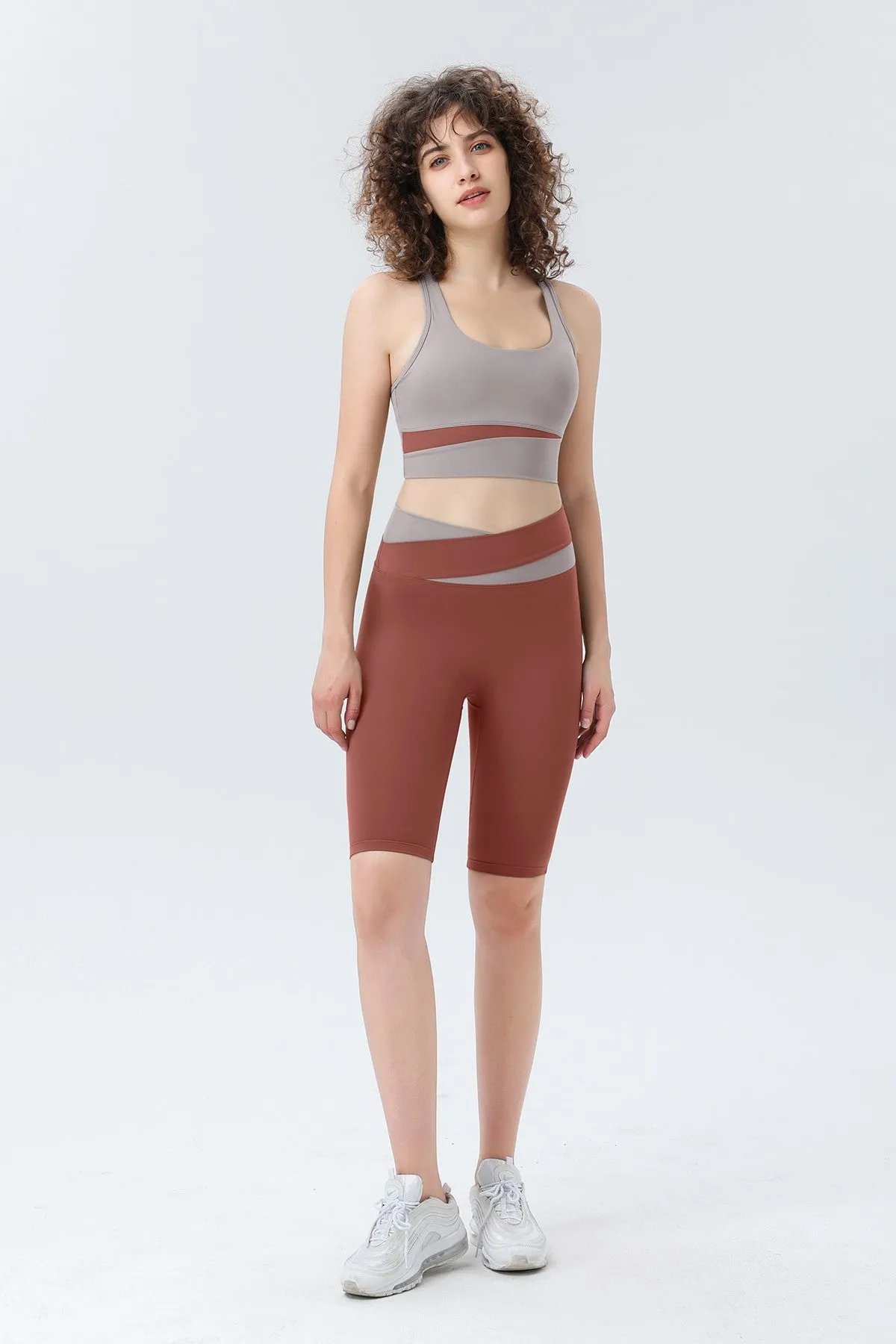Color-block Crossover Biker Shorts