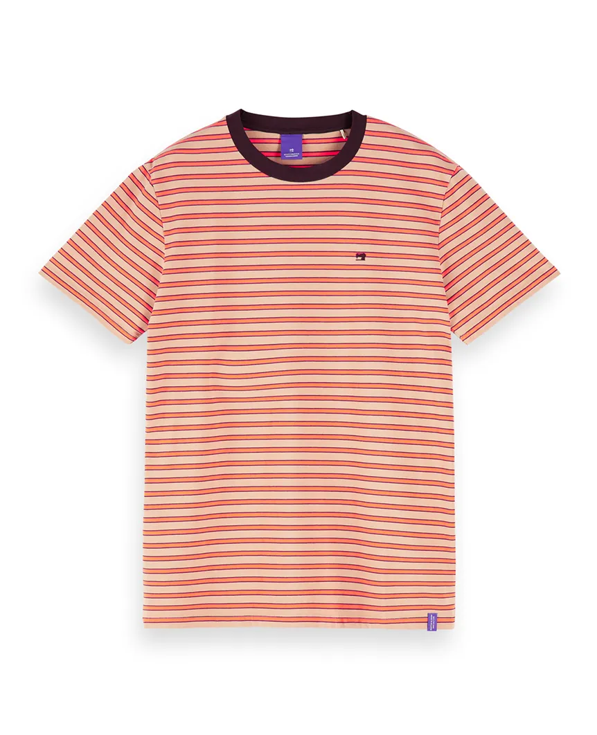 Cotton-Linen T-Shirt Orange Stripe