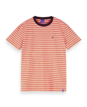 Cotton-Linen T-Shirt Orange Stripe