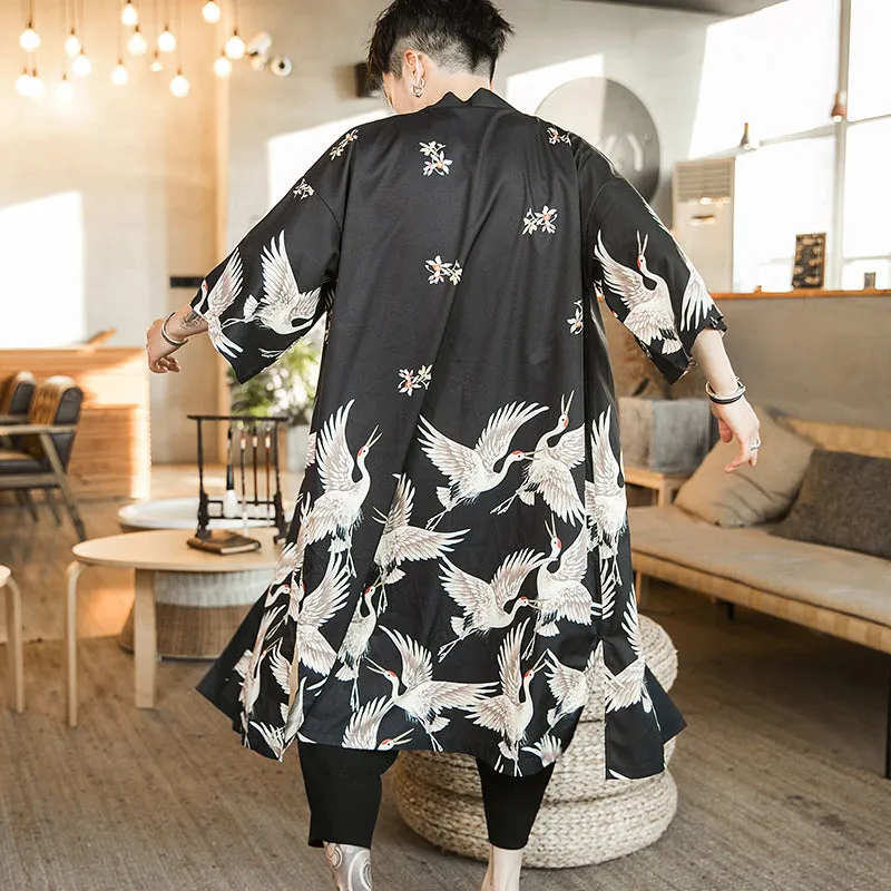 Crane Pattern Kimono, Japanese Robe