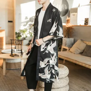 Crane Pattern Kimono, Japanese Robe