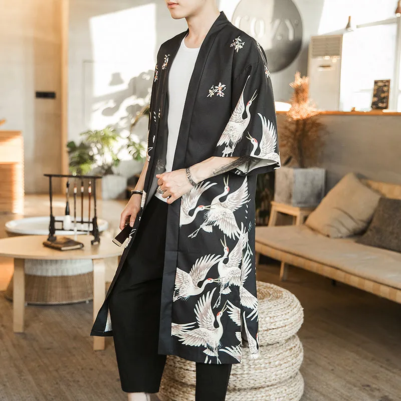 Crane Pattern Kimono, Japanese Robe