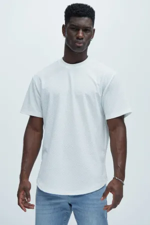 Croydon Textured Knit All Scallop Short Sleeve Tee - White