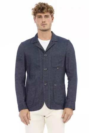 Distretto12 Blue Linen Men's Blazer