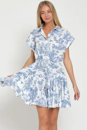 Dolman Sleeve Button Down Waisted Mini Dress