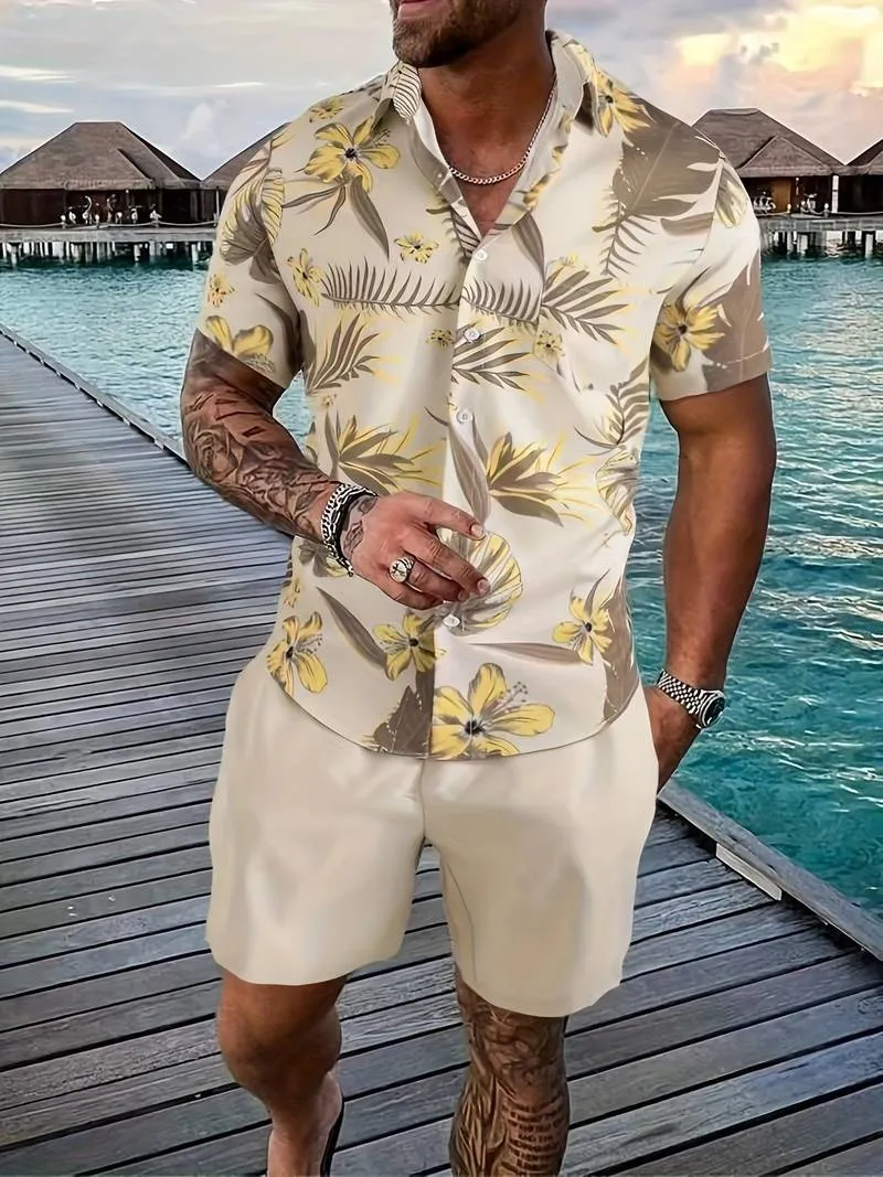 Fashion Canberra I Enrico Trendy Floral Print 2-Piece Polo Shirt Set
