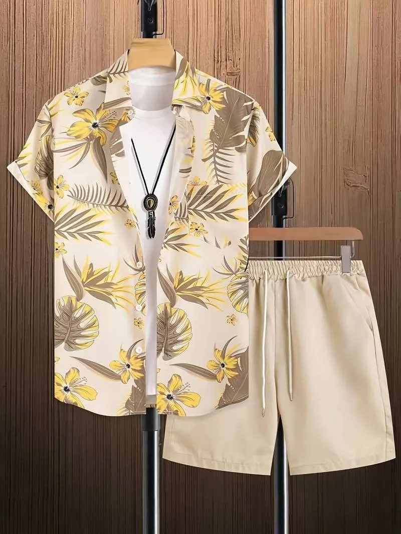 Fashion Canberra I Enrico Trendy Floral Print 2-Piece Polo Shirt Set