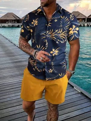 Fashion Canberra I Enrico Trendy Floral Print 2-Piece Polo Shirt Set