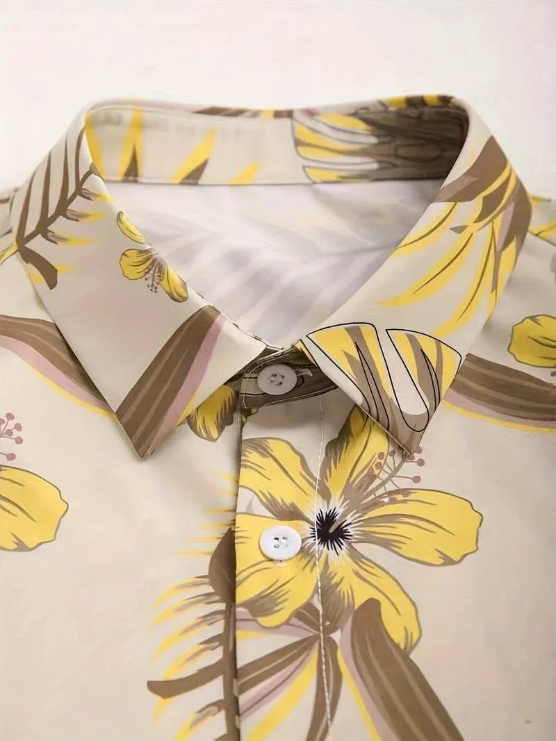Fashion Canberra I Enrico Trendy Floral Print 2-Piece Polo Shirt Set