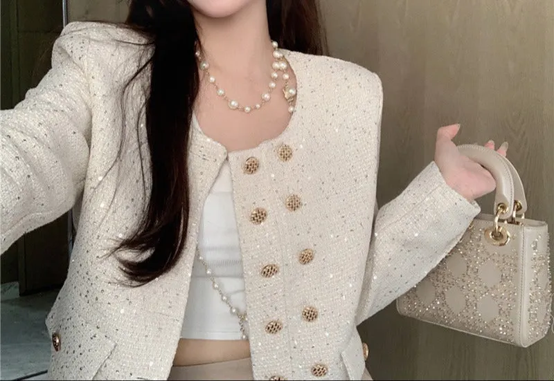 Fashion Sequin Crew Neck Jacket