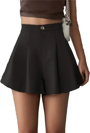 Flowy Shorts for Women Elastic Wide Leg High Waisted Pleated Shorts Summer Stretchy Trendy Thin Comfy Tennis Short