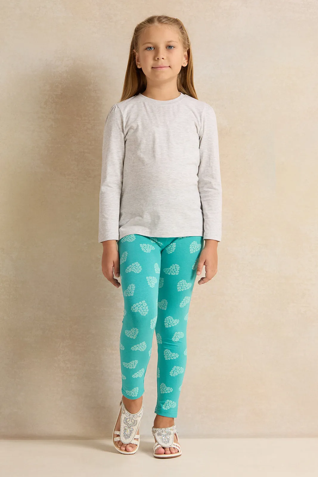 Girls Grey And White T-Shirt Set (Pack Of 2)