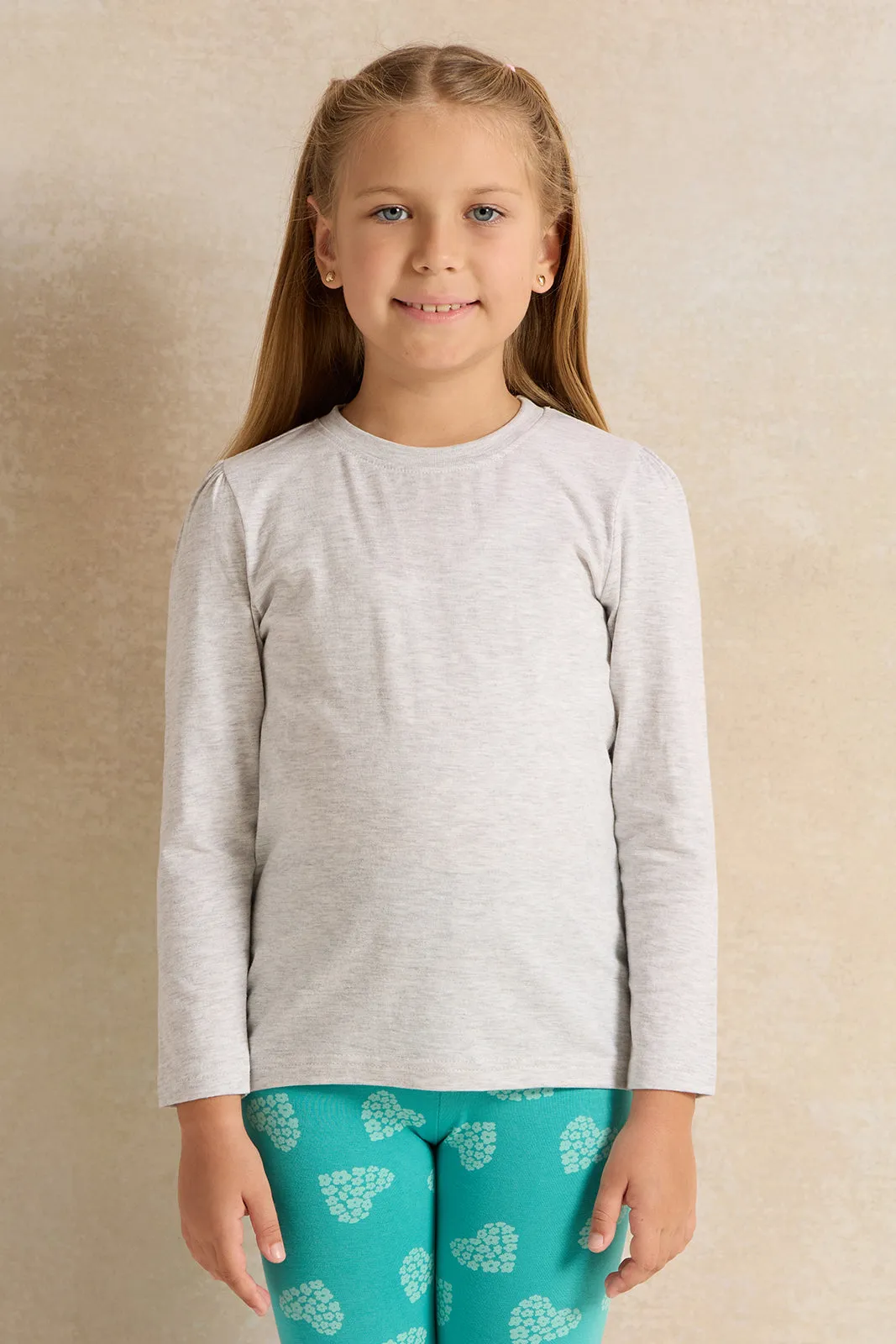 Girls Grey And White T-Shirt Set (Pack Of 2)