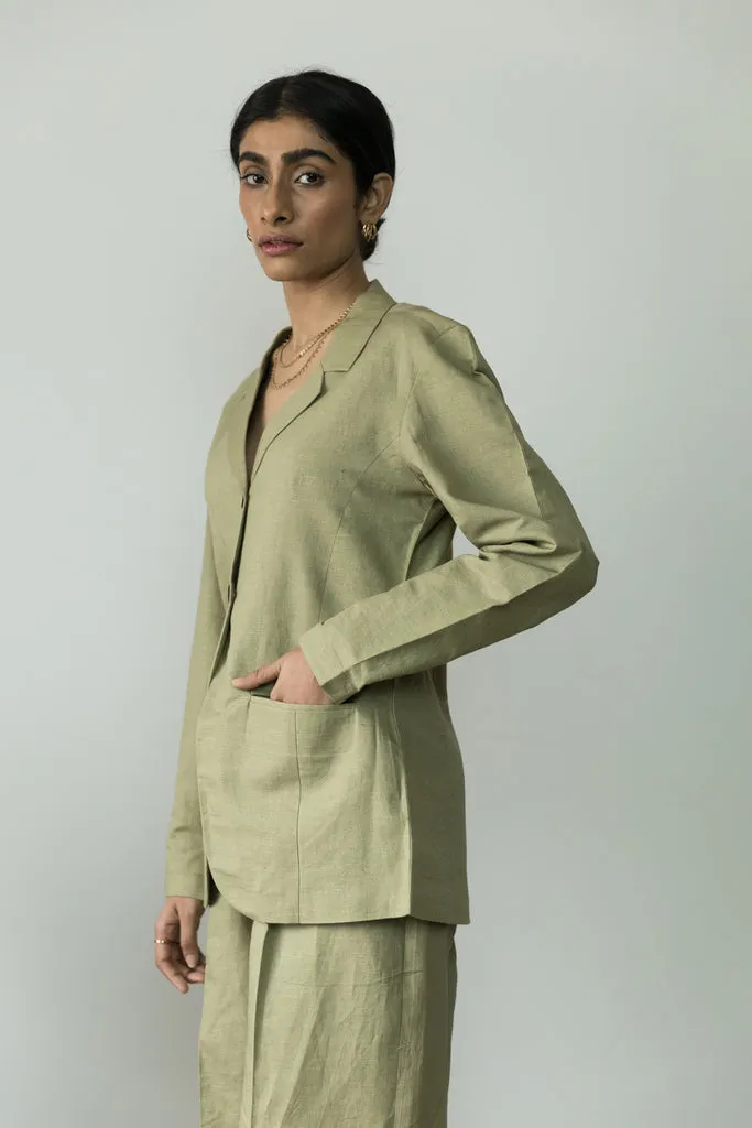 Green Cotton Blazer