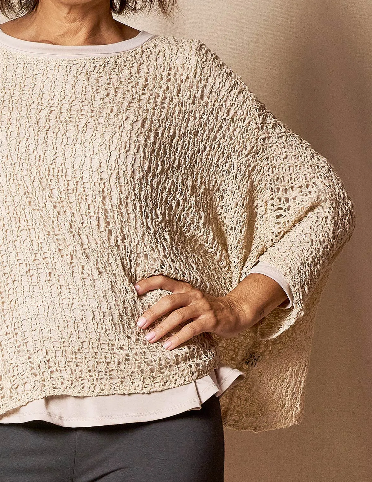 Handwoven Riva Knit Crop Poncho