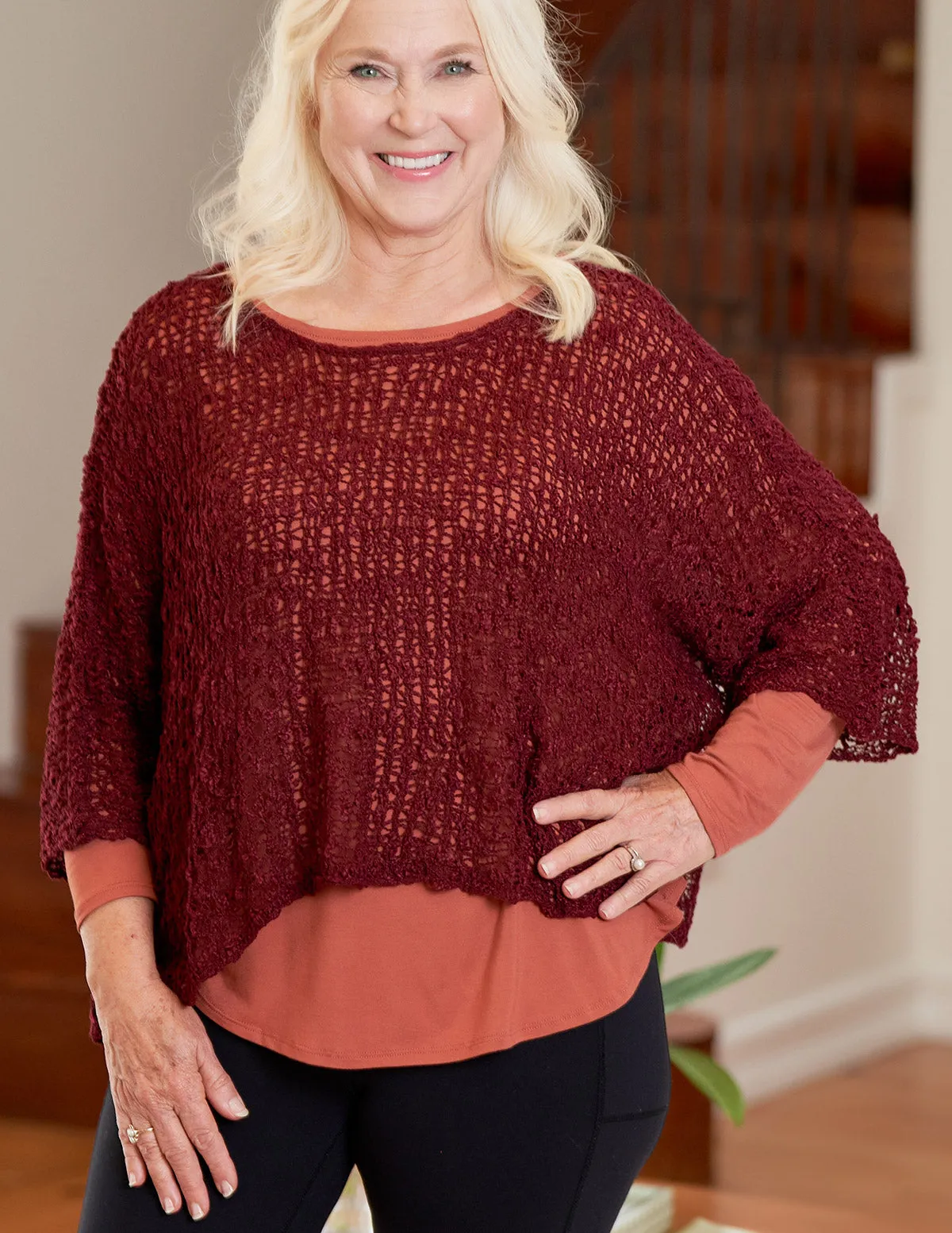 Handwoven Riva Knit Crop Poncho
