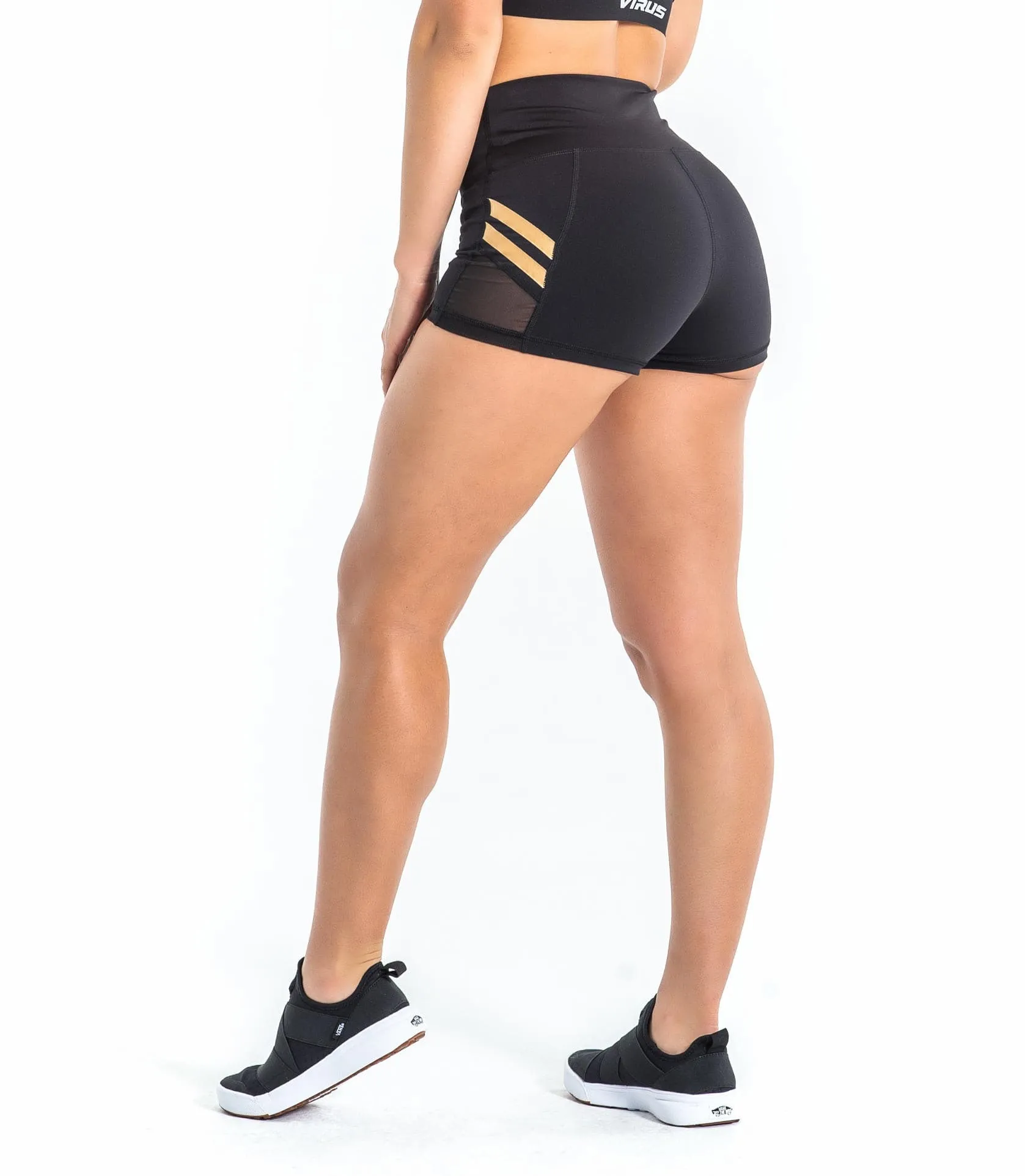 HIGH RISE BOX SHORT- BLACK/GOLD