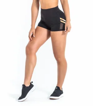HIGH RISE BOX SHORT- BLACK/GOLD