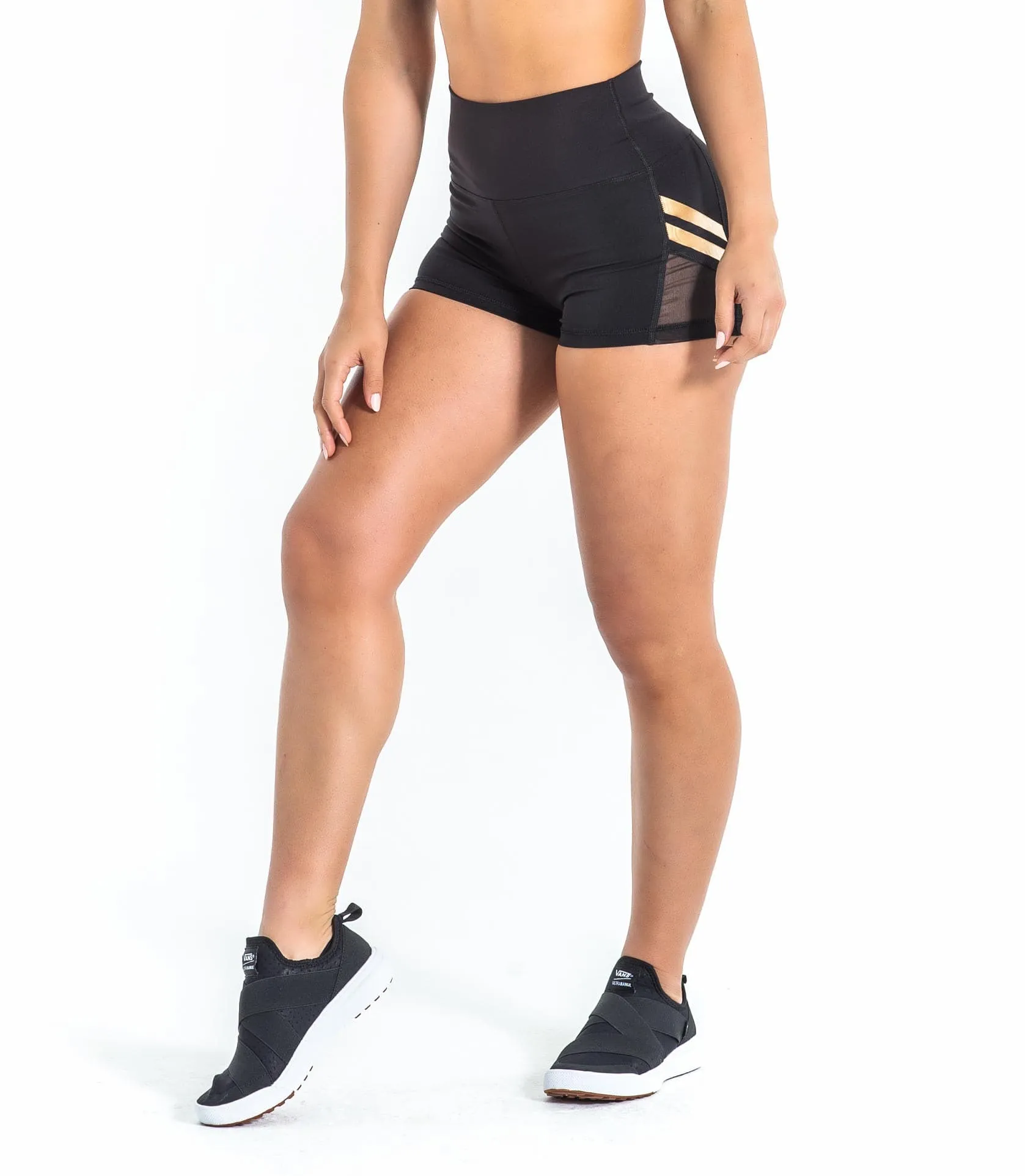 HIGH RISE BOX SHORT- BLACK/GOLD