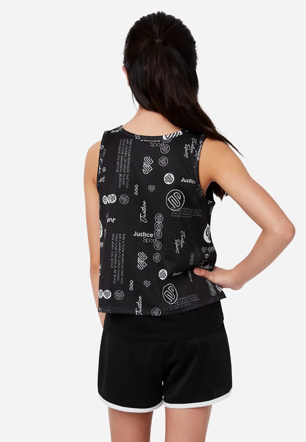 J Sport Patterned Mesh Layered Tank
