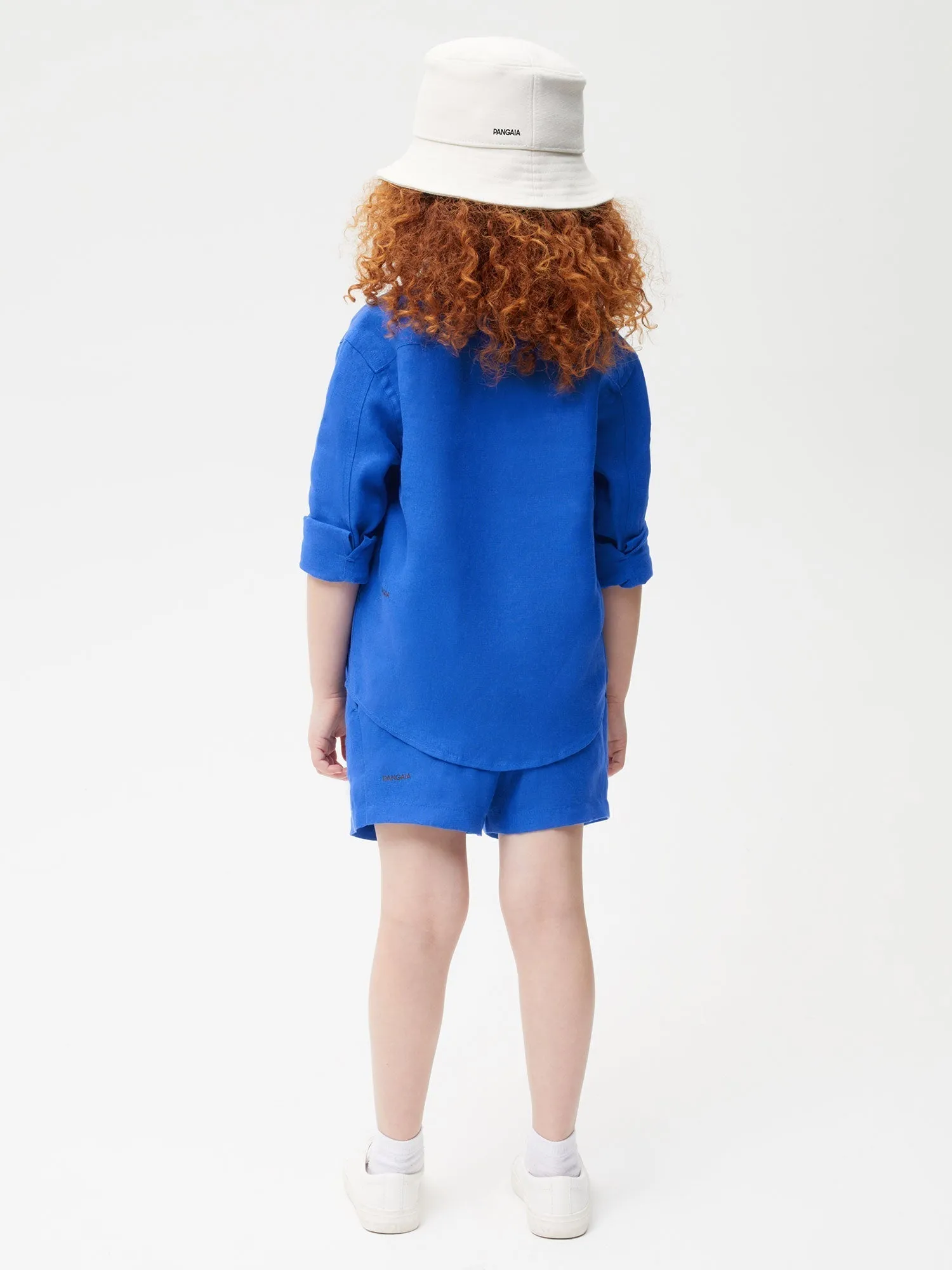 Kids Aloe Linen Shorts—cobalt blue