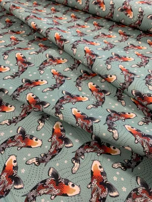 Kimonos & Koi - Japanese Koi Pond - Paintbrush Studio Cotton Fabric