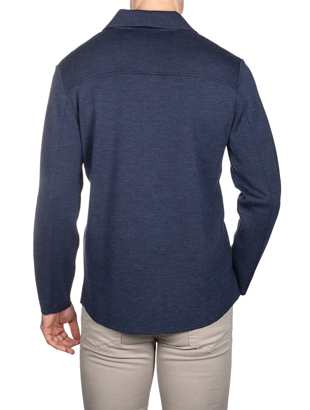 Knitted Full Button Overshirt Blue